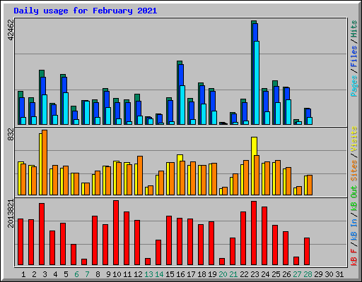 Daily usage for February 2021